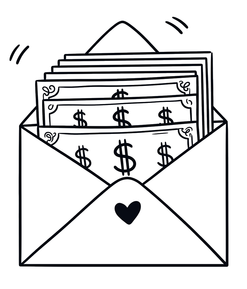 Ilustración de un sobre de regalo